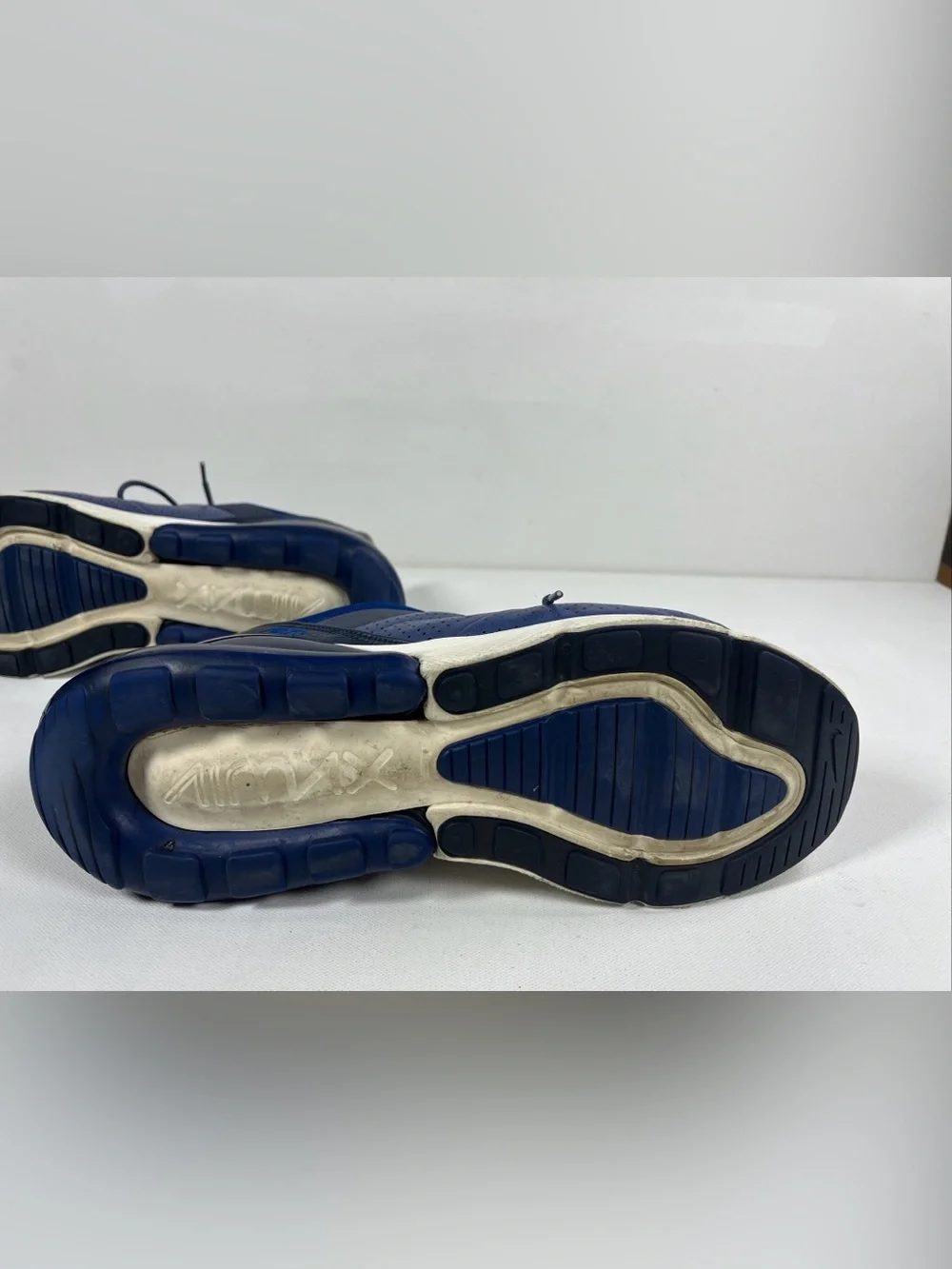 Nike Air Max 270 Premium Diffused Blue Leather Athletic Sneakers Mens 11.5